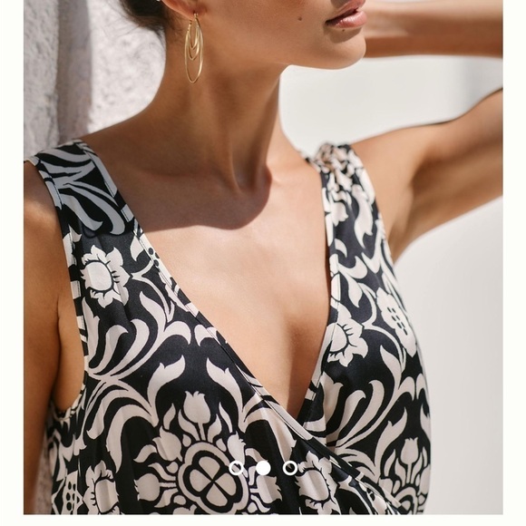 ANTHROPOLOGIE NWT! V-NECK PRINTED COVER UP BLACK/WHITE DRESS SIZE S SOLD OUT - Picture 5 of 7
